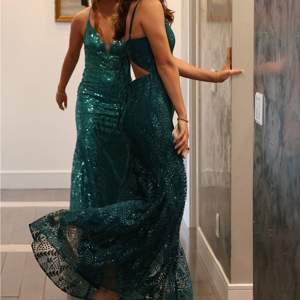 Emerald Green Sequin Mermaid Gown